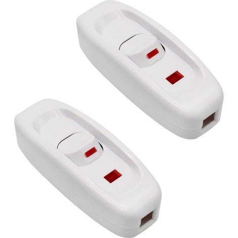 Paquete de 2 interruptores basculantes en línea de encendido/apagado de 250 V CA y 10 A para cable de lámpara de escritorio con indicador LED, color blanco. (1/4)