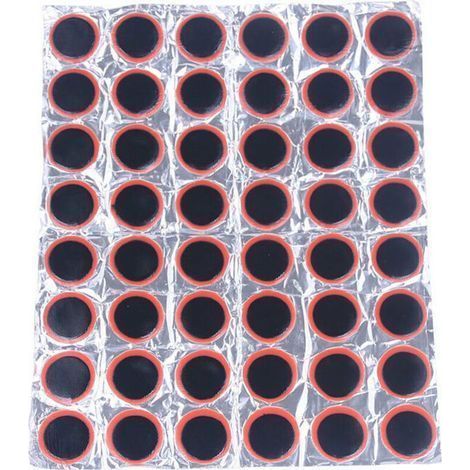 – Pack of 48 25mm tire repair patches – High quality rubber – Optimal sealing – For bicycle, motorcycle and inner tube (1/5)