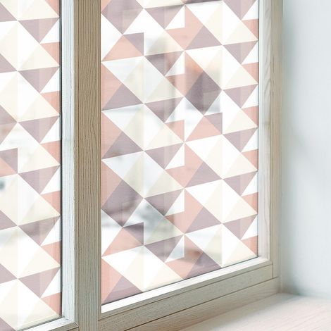 Sichtschutzfolie 50x116 cm Dekorativ Selbstklebend Blickdicht PVC Folie für Badezimmer Milchglas Sichtschutz Fenster Dekorfolie Moderne Dreiecke