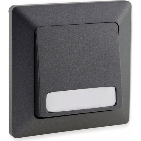 Bouton-poussoir MILOS 23043, 10A/250V, avec plaque signalétique, anthracite.