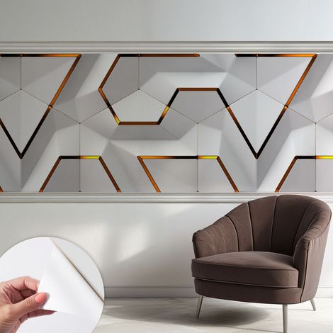 Selbstklebend Tapete - Wandgestaltung - Tapete Wohnzimmer - Flur Eingangsbereich Moderne Geometrie 250x104 cm (1/5)