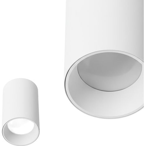 Plafonnier spot saillie rond blanc Ø76x125mm aluminium GU10 IP20 SALSA-L - HOROZ (1/5)