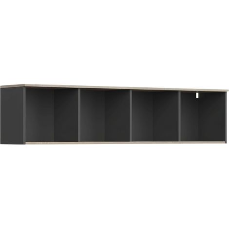 Estantería de Pared Nibis Oficina Estilo Moderno en Color Roble Sonoma y Gris Antracita con 4 Huecos 160x37x32 cm