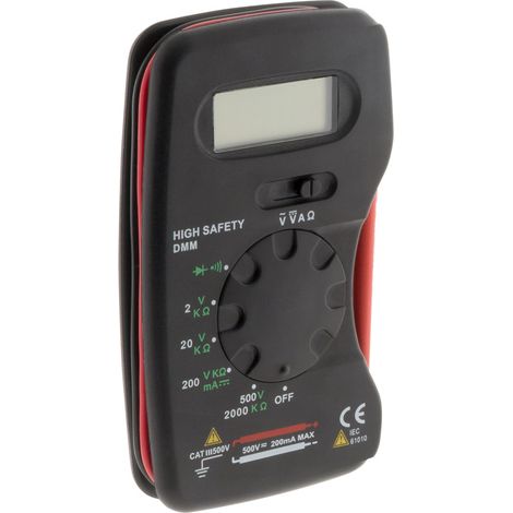 Zenitech – Multimètre digital de poche 13 calibres – Écran LCD – CAT III jusqu'à 600V – Test de diode et continuité – Housse incluse (1/4)