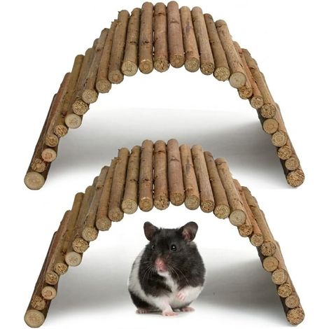 Set of 2 Willow Bridge, Hamster Natural Accessory, Toy for Rabbit Guinea Pig, Flexible Tunnel, Wood Rodent Cage Accessories (1/5)