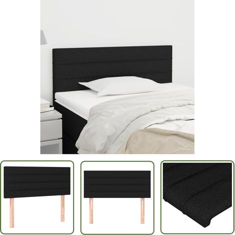 The Living Store Tête de lit Noir 80x5x78/88 cm Tissu - Tête De Lit - Têtière De Lit - Literie - Meuble De Chambre - Décoration Chambre (1/5)