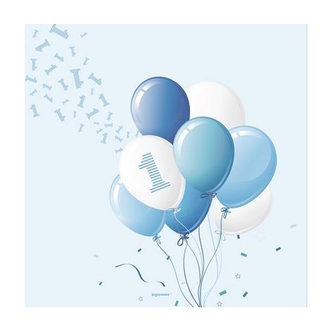 Bigiemme Tovagliolo Compleanno Palloncini 33 x 33 Cm Azzurro Cf 20 Pz (1/3)