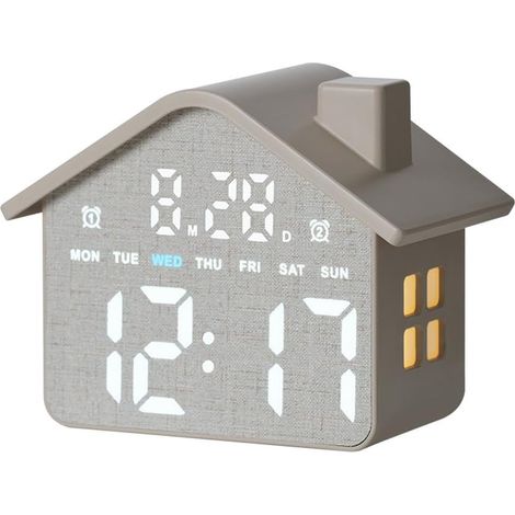 Réveil numérique pour enfants style maison – Luminosité réglable (1/4)