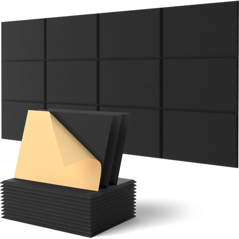 12 Panneaux Acoustiques Auto-Adhésif, Haute Densité 230kg/m³, Mousse Insonorisation Pour Studio Et Décoration Murale (1/5)