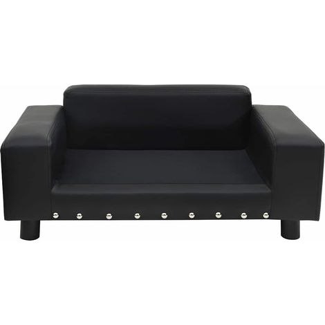 vidaXL Sofá para perros felpa y cuero sintético negra 81x43x31 cm (1/2)