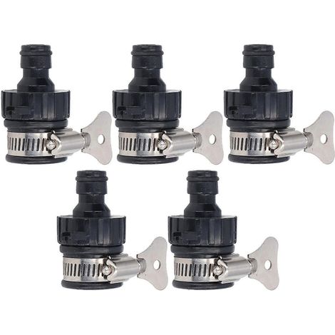5-teiliges Set Wasserhahn-Anschlussadapter, Mischbatterie-Klemme, universell, für Garten- und Küchenschläuche, passend für 14–24 mm
