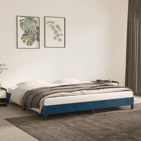 Estructura cama sin colchón terciopelo azul oscuro 200x200 cm (1/5)