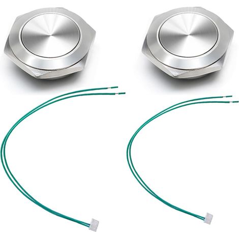 2 Bouton-Poussoir Ultra-Plat en Acier Inoxydable V2A/V4A,IP67,19 mm Poussoir Étanche IP67 à Montage 19 mm - Interrupteur Tactile Résistant pour Intérieur et Extérieur,Pour Machines et Contrôle (1/5)