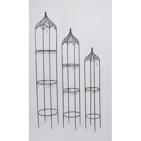 Set 3 Stück Rankhilfen Metall Grau Gitter Rosen Kletterpflanzen Garten Blumen