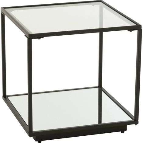 Table basse moderne en métal noir et verre transparent design - Noir métal et verre transparent (1/5)