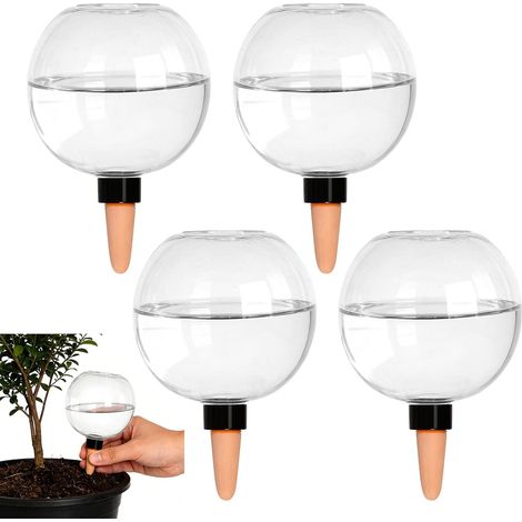 Lot de 4 Boules d'Irrigation pour plantes, Cône d'Argile, arrosage automatique intérieur des plantes de balcon et de jardin (1/5)