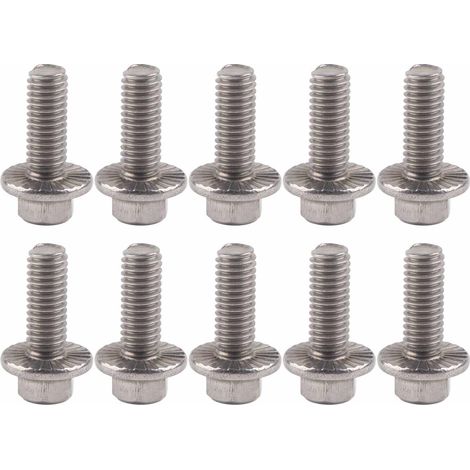 10pcs M6 Stainless Steel SS304 Hex Flange Screws Cap Washer Head Bolts Fastener