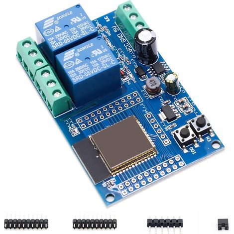 ESP 2 Canaux Relais Modul, ESP-32-WROOM Relais cartes de développement avec 4 MB Octet Flash Double-Wifi DC5-60V pour L'apprentissage du Développement Secondaire(LC-Relay-ESP-32-2R-D5) (1/5)
