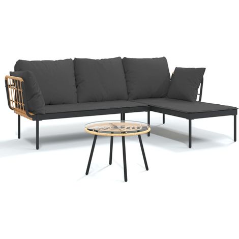 Maison Exclusive - Set Salotto da Giardino 3pz con Cuscini Grigio Scuro Polyrattan (1/5)