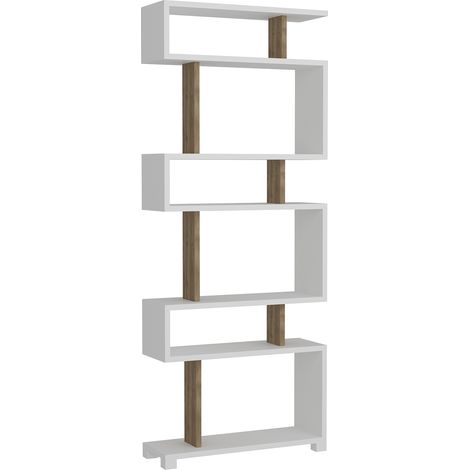 Bücherregal Blok  Weiß Walnuss
