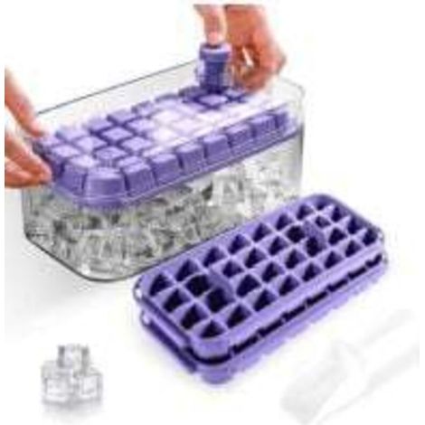 Bac a Glacon, Glacons Moule de Qualité Alimentaire Avec Couvercles, Libère Tous Les Glaçons en une Seconde, Sans BPA, 64 Bac à Glaçons bacs à Glaçons Carrés Faciles à Retirer(violet) (1/5)