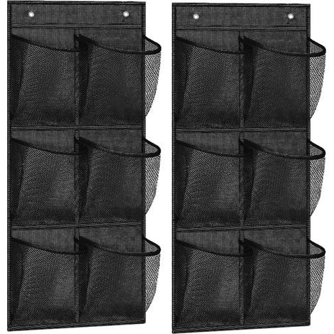 2 Pièces Rangement Chaussures Porte avec 6 Poche, Rangement Chaussures Suspendus, Chaussures à Suspendre sur Porte, Convient pour Les Portes, Les Chambres à Coucher, Les Salons (Noir) (1/5)