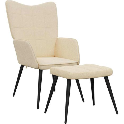 Maison Exclusive - Sedia Relax con Sgabello Crema in Tessuto (1/5)
