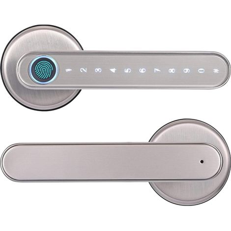 Serrure biométrique Bluetooth à Empreintes digitales, clé Couleur Or, Application numérique, Serrure de Porte Intelligente, poignée électronique(Silver) (1/5)