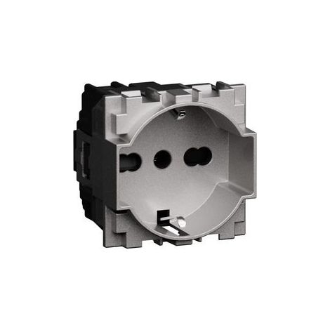 Presa Unel Schuko e bipasso 10/16A Steel Bticino living now KS4140A16