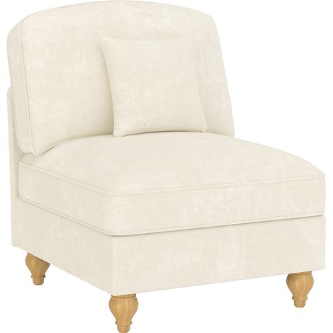 Canapé sans accoudoirs en chenille blanche avec 1 coussin inclus (1/5)