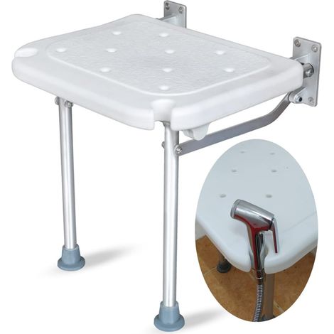 Klappbarer Duschstuhl, klappbarer Duschsitz mit Beinen, wandmontierter Duschsitz, Badehocker für ältere Menschen, unterstützt bis zu 440 kg, 40 x 32 x 42 cm