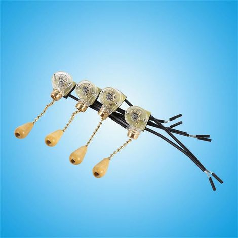 【Interrupteur à Chaîne】 Kit de 4 Interrupteurs Pull Chain Universel pour Lampe Murale, Plafonnier, Ventilateur – Vintage 3A/250V 6A/125V, Dimensions 3x2x1.6cm (1/5)
