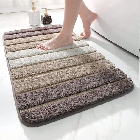 Tapis de Bain 40 X 60 Cm Tapis de Salle de Bain antidérapant Eau Super Absorbante, Lavable en Machine, Tapis de Sol de Salle de Bain Absorbant en Microfibre, Beige (1/3)