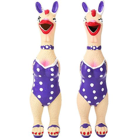 9 Inch Tall Squeaky Rubber Chicken Dog Toy Molar Latex Chew Dog Toy 2pcs