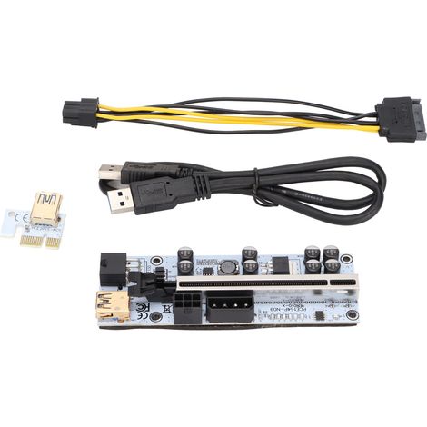 Câble d'extension pour carte graphique PCIe VER010-X, carte adaptatrice 16X avec 8 condensateurs, blindée et 6 emplacements LED (1/5)