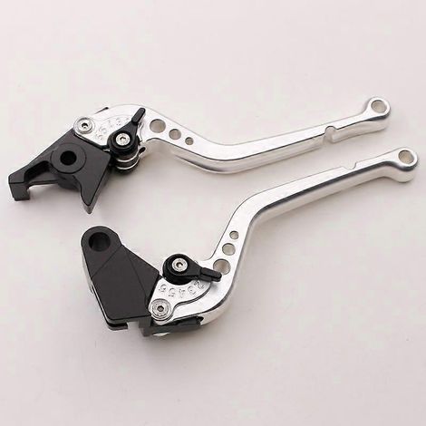 Convient aux motos Kawasaki GPZ500S Little Ninja EX500R : guidon de frein en alliage d'aluminium à réglage modifié (poignée longue argentée). (1/5)