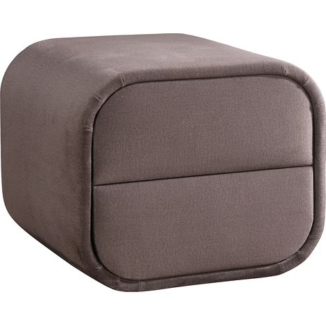 Table de chevet – 2 tiroirs – Velours – Taupe – VENALORA (1/4)