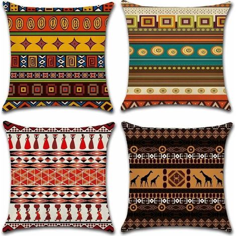 Kissenbezug-Set, 4er-Set, buntes Baumwoll-Leinen-Muster mit Waldblumen und Blättern, dekorative Kissenbezüge für Sofa, Schlafzimmer, Zuhause, 45 x 45 cm (1/5)