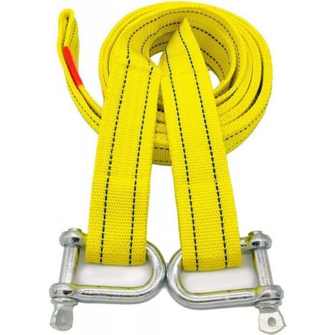 Sangle de remorquage haute résistance avec deux crochets de sécurité en D pour treuil, capacité de 5 tonnes et longueur de 5 m (1/5)