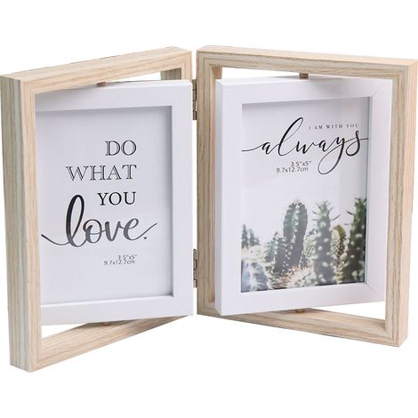 Cadre photo rotatif double face en bois, 5 pouces, 6 pouces, 7 pouces, cadre photo de table (1/5)