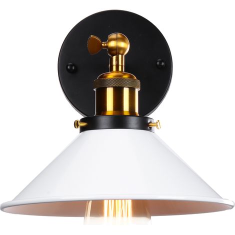 Apliques de Pared Vintage Industrial Lámpara de Pared de Estilo Edison Luz de Pared Rotación 180° Blanco Ø26cm