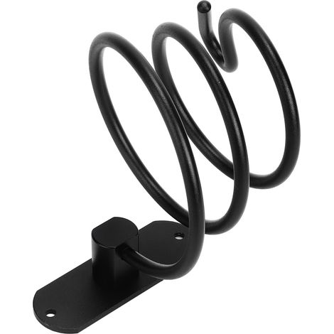 Schwarzer, wandmontierter Haartrocknerhalter aus Aluminium in Raumfahrtqualität, mit oder ohne Bohren, Badezimmer-Ablagefach, wandmontierter Haartrocknerhalter. (1/5)