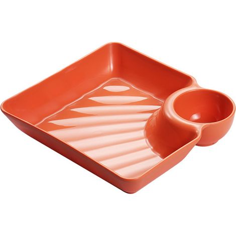 Assiette à raviolis avec soucoupe à tremper, ensemble de plateaux de service divisés pour chips et trempettes de 7,2 pouces, pour collation Sushi Orange. (1/5)
