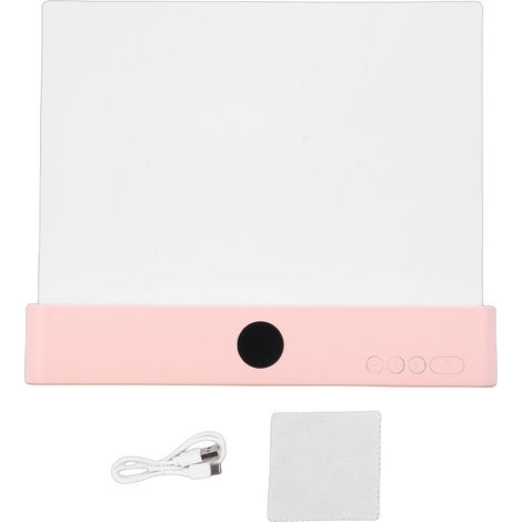 Lampe de lecture plate 2 en 1 LED rechargeable USB, luminosité réglable, rose, idéale pour la chambre d'étudiant ou la table de chevet. (1/5)