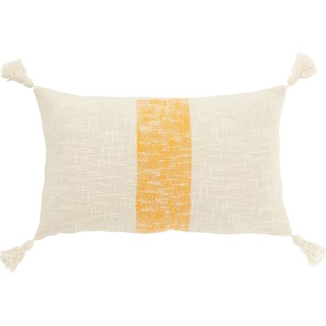 Coussin Déco Ligne "Polly" 30x50cm Blanc & Orange (1/2)