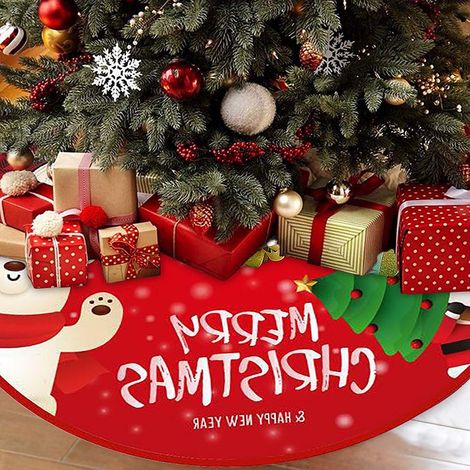 Jupe de sapin de Noël 90 cm, tapis en tissu brossé, motif personnalisé, tapis de sol pour sapin de Noël, décorations pour le Nouvel An (1/4)