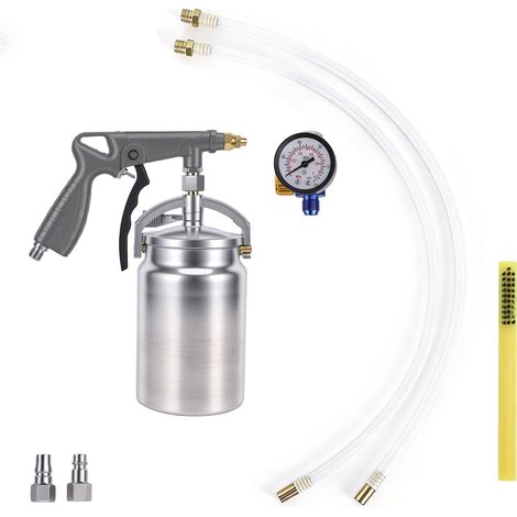 Pistola per fondo autobloccante con ventosa da 1000 ml, 2 ugelli – tubi di spruzzo dritti a 360°, 200 ml/min, pistola per fondo autobloccante per rivestimento cassone camion, fondo autobloccante gomma (1/5)