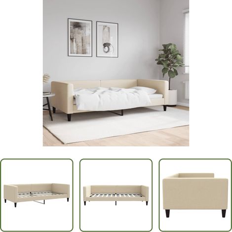 Canapé-lit - Lit de repos crème 100x200 cm tissu (1/5)