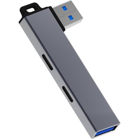 Hub USB 3.0 en alliage d'aluminium, 2 ports USB Type-C et 1 port USB 3.0 (5 Gbit/s) + 1 port USB Type-C (480 Mbit/s), gris. (1/4)