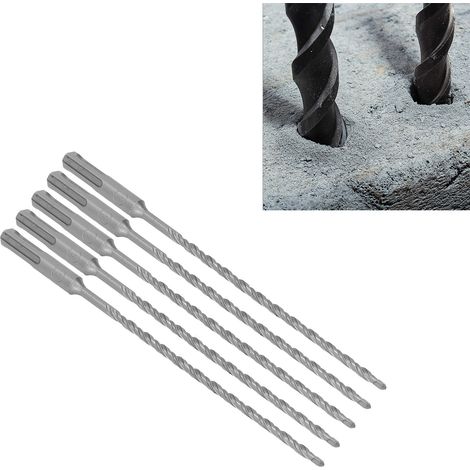 Set mit 5 Schlagbohrern, 210 mm lang, Hartmetallspitzen für rotierende Schlagbohrer für Ziegel, Stein und Beton, 5 mm. (1/5)